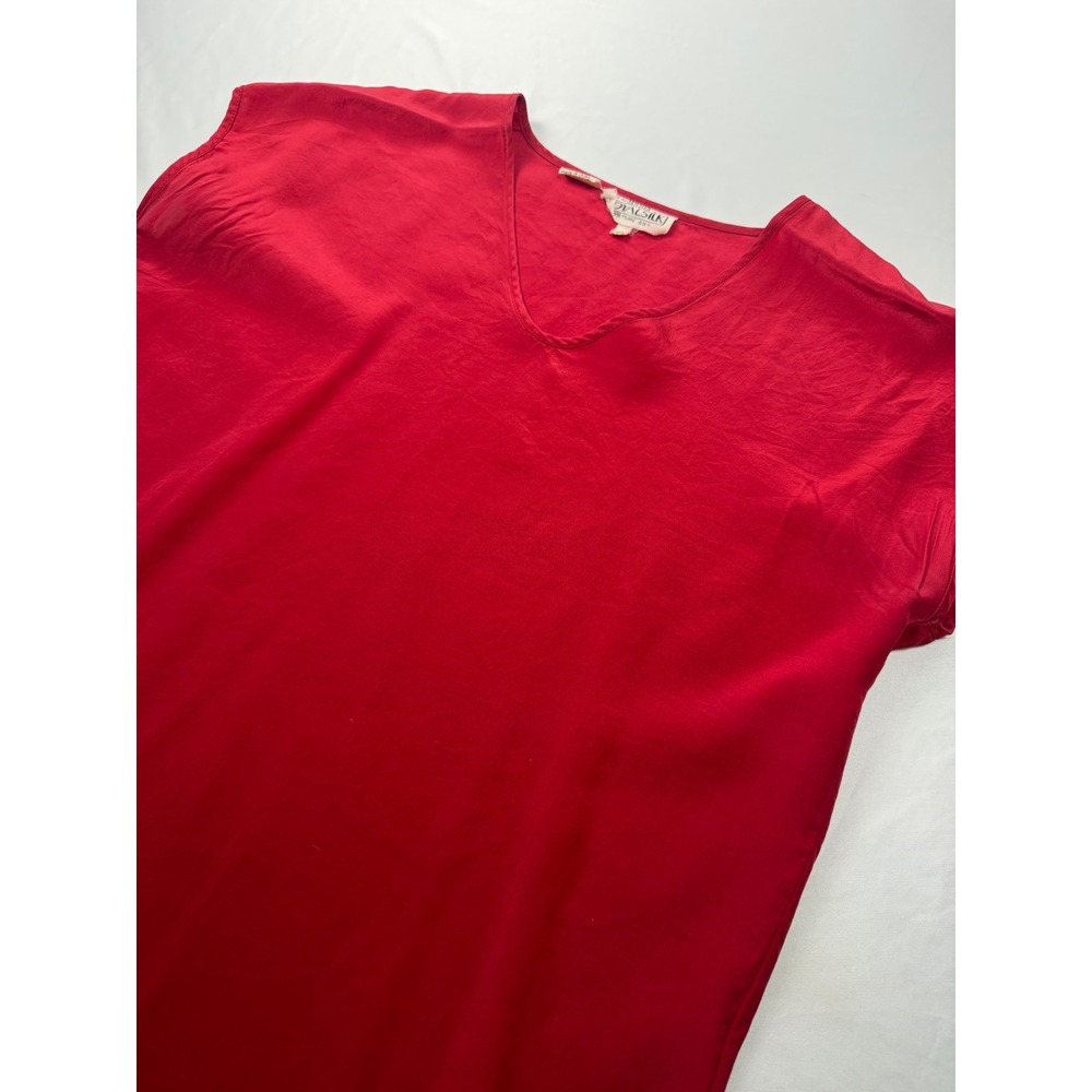 Royal‎ Silk P Red 100% Silk Cap Sleeve Blouse Minimalist Shell Top - Picture 5 of 5